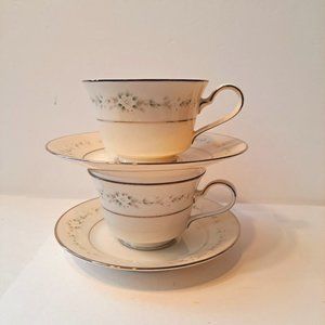 Set of Two Noritake Heather #7548 Cup & Saucer Excellent Condition